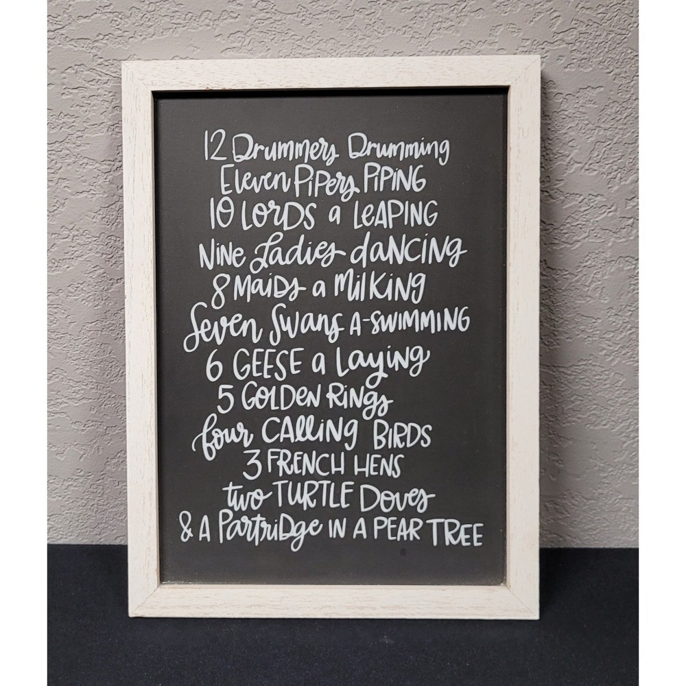 The Twelve Days of Christmas Hanging Sign Chalkboard Style Christmas Decor 9x11"